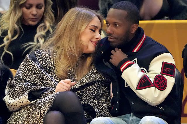 <p>Kevin Mazur/Getty </p> Adele and Rich Paul