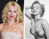 Naomi Watts — "Blonde" — The famously blonde Australian actress has been attached to star as Marilyn Monroe in director Andrew Dominik's "Blonde" for a while, but the project only seems to be getting off the ground now that Dominik has finished with the Brad Pitt flick "Killing Me Softly." Based on author Joyce Carol Oates' novel, Dominik says he is planning a "<a href="http://blogs.indiewire.com/theplaylist/andrew-dominik-says-polanski-esque-blonde-to-shoot-next-year-naomi-watts-still-attached-20121123" rel="nofollow noopener" target="_blank" data-ylk="slk:sort of a Polanski, descent-into-madness-type movie;elm:context_link;itc:0;sec:content-canvas" class="link ">sort of a Polanski, descent-into-madness-type movie</a>" about the ill-fated starlet.