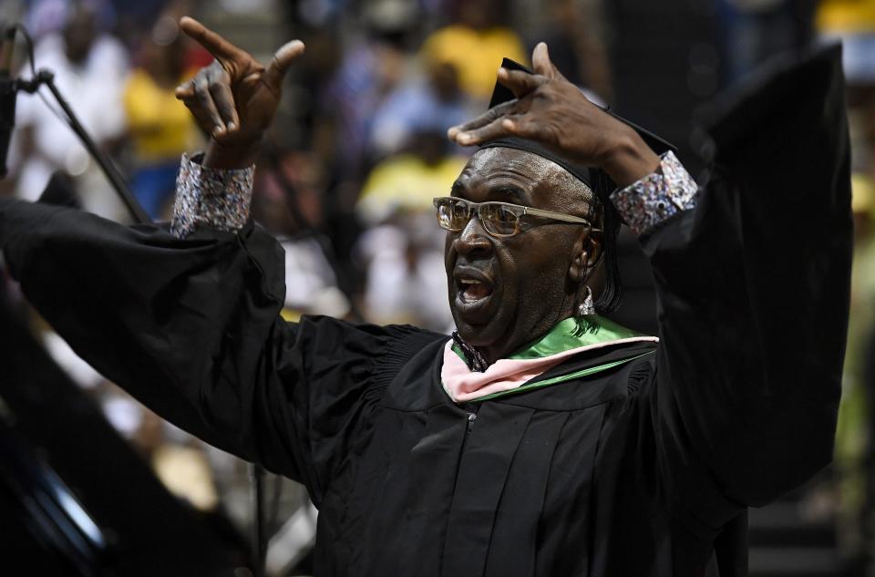 Carver High School choir director Henry Terry during graduation at the Acadome on the Alabama State University campus in Montgomery, Ala., on Saturday May 19, 2018.