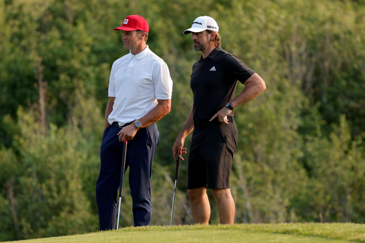 Tom Brady and Aaron Rodgers at The Match