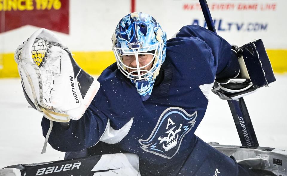 Russian rookie Yaroslav Askarov has played all 10 of the Admirals' playoff games in goal.