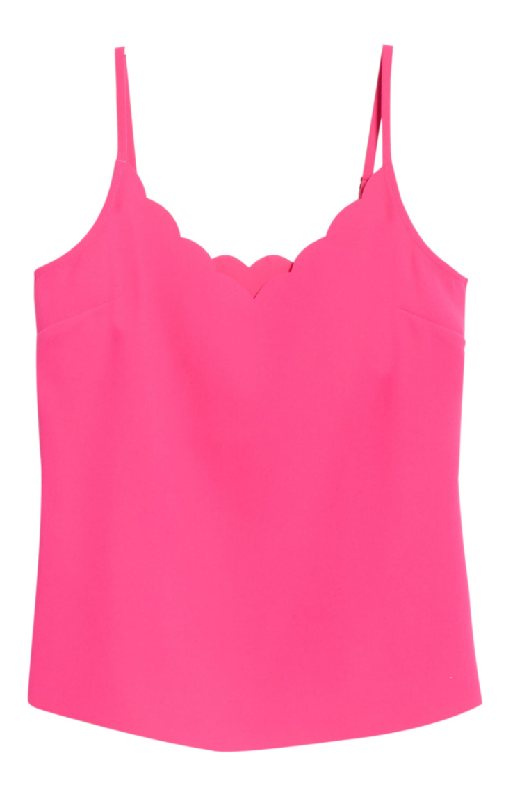 Ted Baker London Siina Scallop Neckline Camisole in Bright Pink