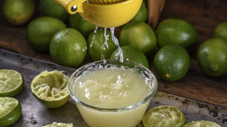 lime juice being squeezed