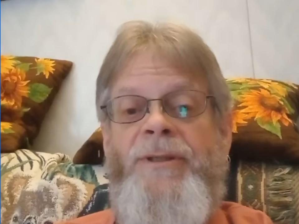 A man calling himself ‘Squirrel,’ the founder of a group called ‘God’s Misfits’ explaining in a video that his organisation is not connected to a group of murder suspects using the same name (screengrab/Facebook/God’s Misfits)