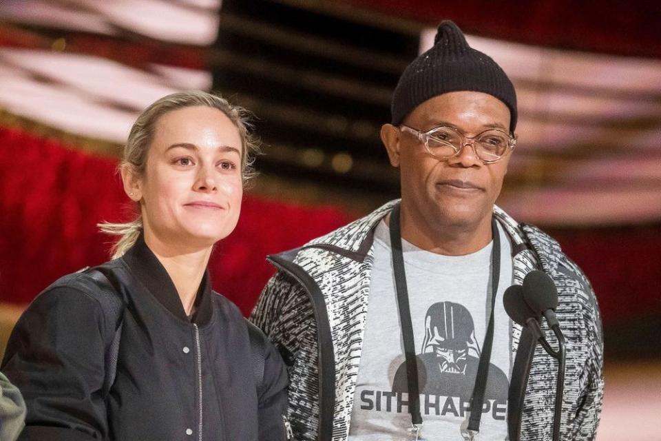 Brie Larson and Samuel L. Jackson