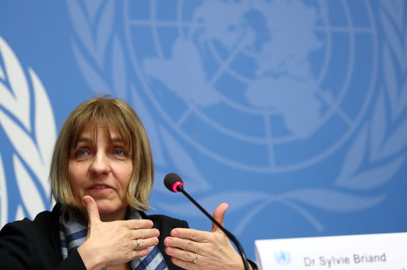 Briand, Director of global infectious hazard preparedness at the WHO attends a news conference on the new coronavirus outbreak in Geneva