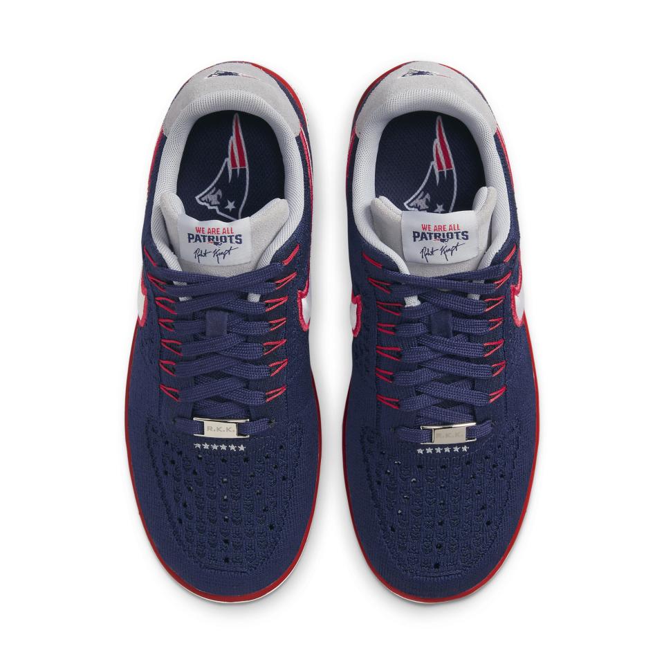 A top-down view of the Patriots-inspired Nike Air Force 1 Ultra Flyknit Low. - Credit: Courtesy of Nike