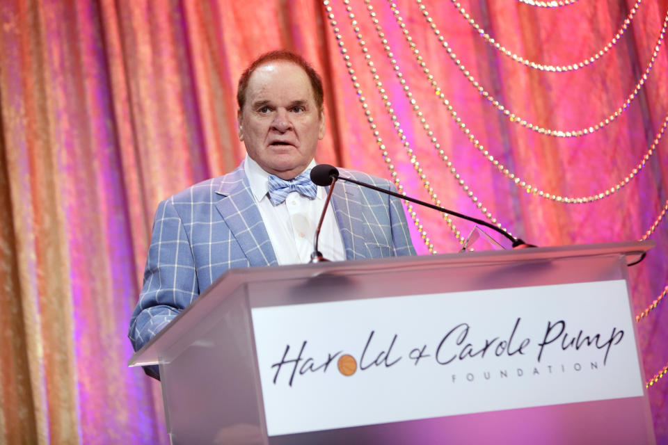 Pete Rose is using the Astros cheating scandal in his newest bid for reinstatement. (Photo by Tiffany Rose/Getty Images for Harold and Carole Pump Foundation )