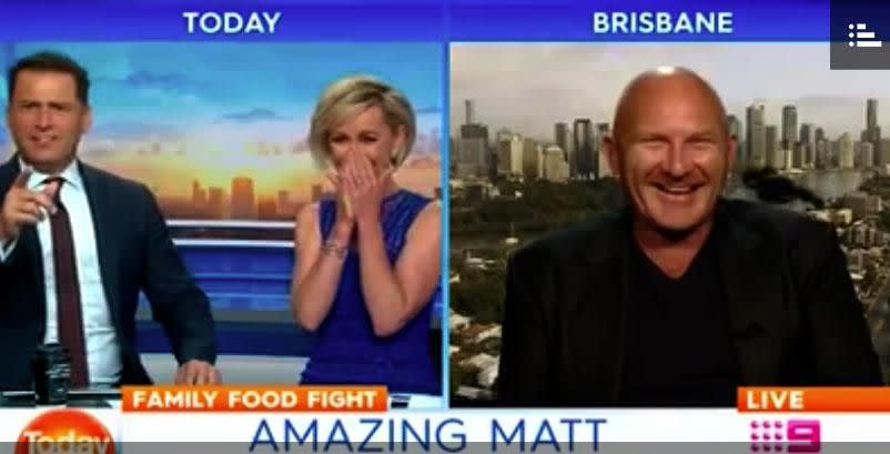 Eyebrows were raised on Thursday morning during the Today show when an interview with celebrity chef Matt Moran took an unexpected turn, as a series of bugs began crawling across the screen. Source: Channel Nine