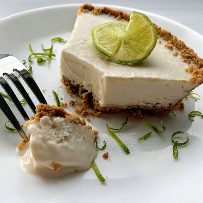 <p>The Nomadic Fitzpatricks</p><p>This key lime pie is a refreshing no-bake dessert.</p><p><strong>Get the recipe: <a href="https://www.thenomadicfitzpatricks.com/gluten-free-and-dairy-free-key-lime-pie/" rel="nofollow noopener" target="_blank" data-ylk="slk:Key Lime Pie (Gluten-Free, Dairy-Free);elm:context_link;itc:0;sec:content-canvas" class="link ">Key Lime Pie (Gluten-Free, Dairy-Free)</a></strong></p>