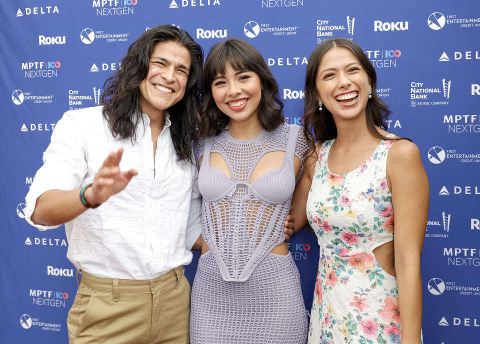 Cristo Fernández, Xochitl Gomez, and Paloma Cinco attend the MPTF NexGen Annual Summer Party