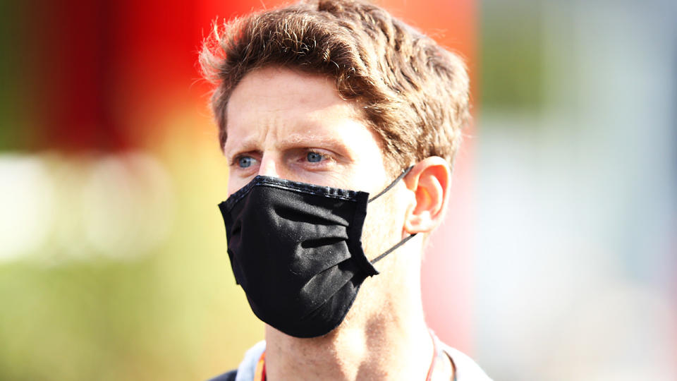 Romain Grosjean is pictured during the Emilia Romagna Grand Prix.