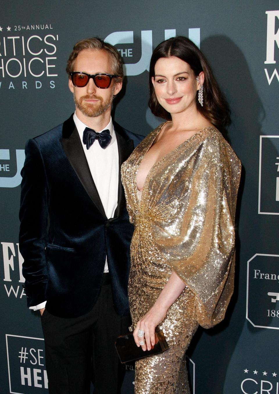 Anne Hathaway and Adam Shulman at the 25th Annual Critics' Choice Awards