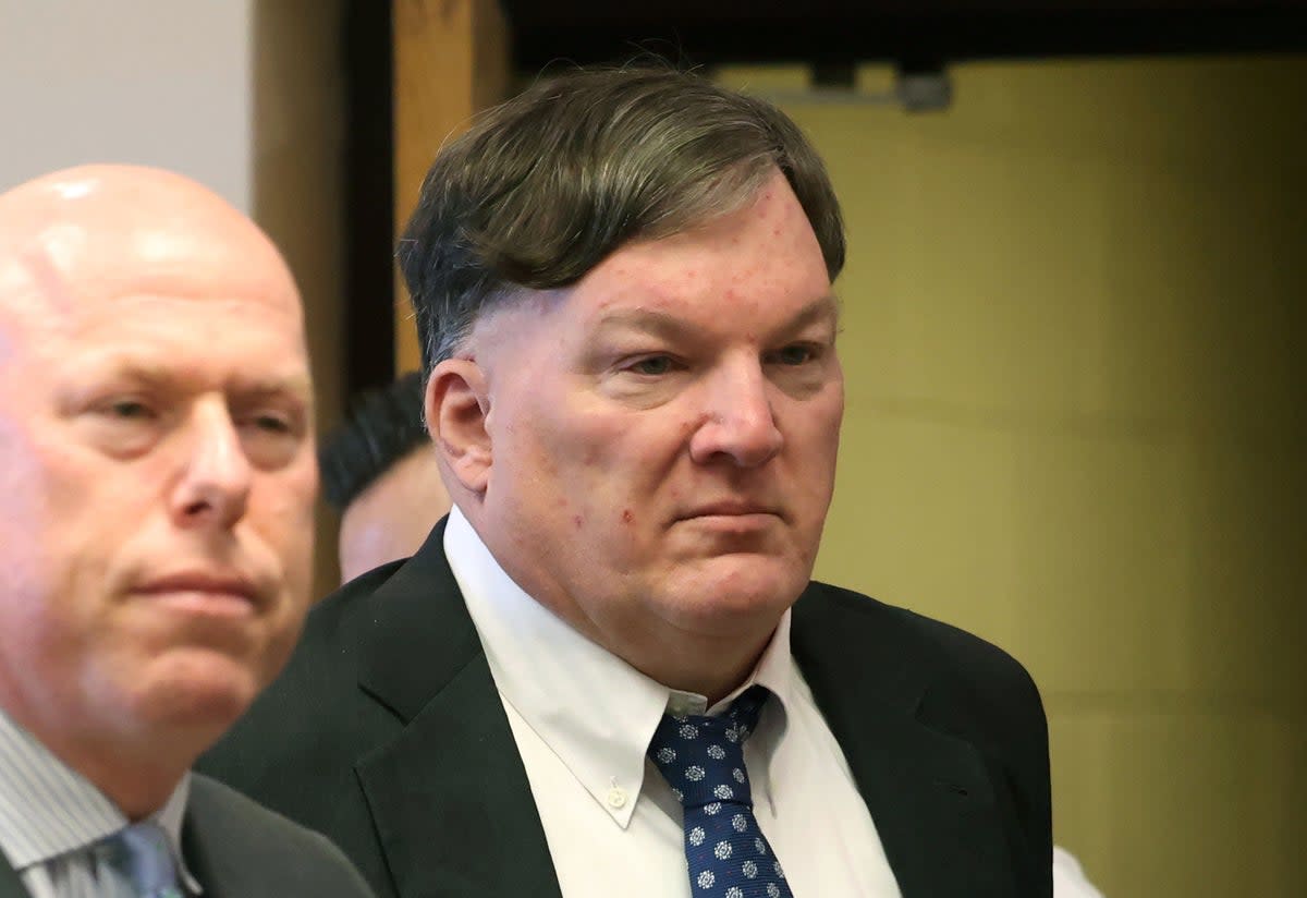 Alleged Gilgo serial killer Rex Heuermann, right, along with his attorney Michael Brown, appears inside Judge Tim Mazzei's courtroom in February 2024 after being charged with the murders of four women (Getty Images)