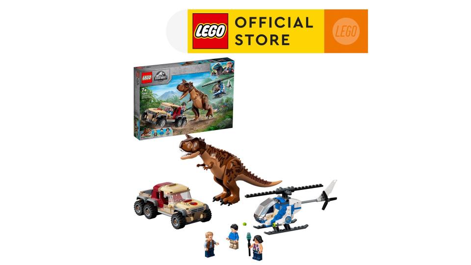 A photo of Lego Jurassic World 76941 Carnotaurus Dinosaur Chase (240 Pieces). 