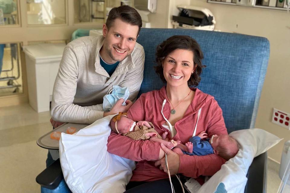 Enjoying time with Eames and Ellison during their NICU Stay