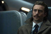 En esta imagen proporcionada por Sony Pictures, Aaron Taylor-Johnson en una escena de “Bullet Train". (Scott Garfield/Sony Pictures via AP)