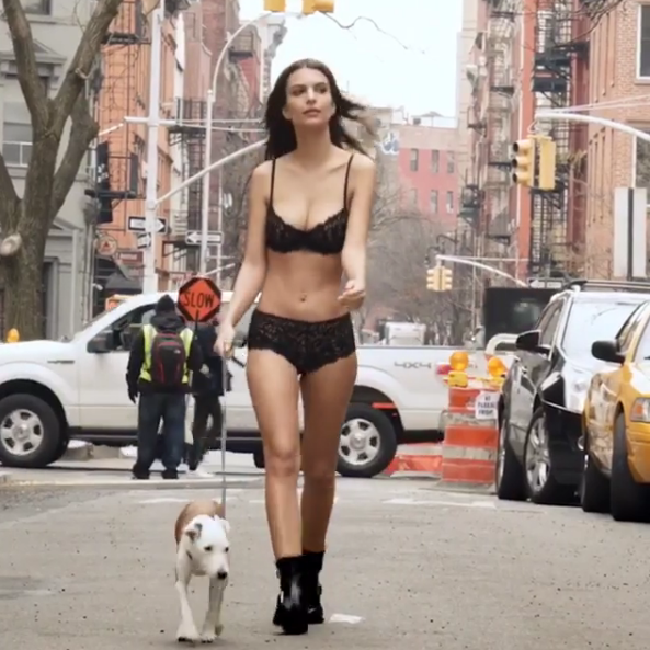 This is why Emily Ratajkowski stripped down to her bra and panties to walk her dog