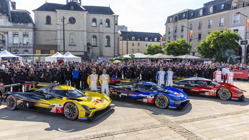 LE MANS, FRANCE - JUNE 7: #2 Cadillac Racing (USA) Cadillac V-Series.R (HY) - Earl Bamber (NZL) /Alex Lynn (GBR) /Alex Palou (ESP) during the 92nd edition of the Le Mans 24 Hours, 4th round of the 2024 FIA WEC World Endurance Championship, Technical and Administrative Inspection (Pesage), Place de la République, 7 and 8 June 2024 in Le Mans, France. (Photo by Eric Le Galliot/Eurasia Sport Images/Getty Images)