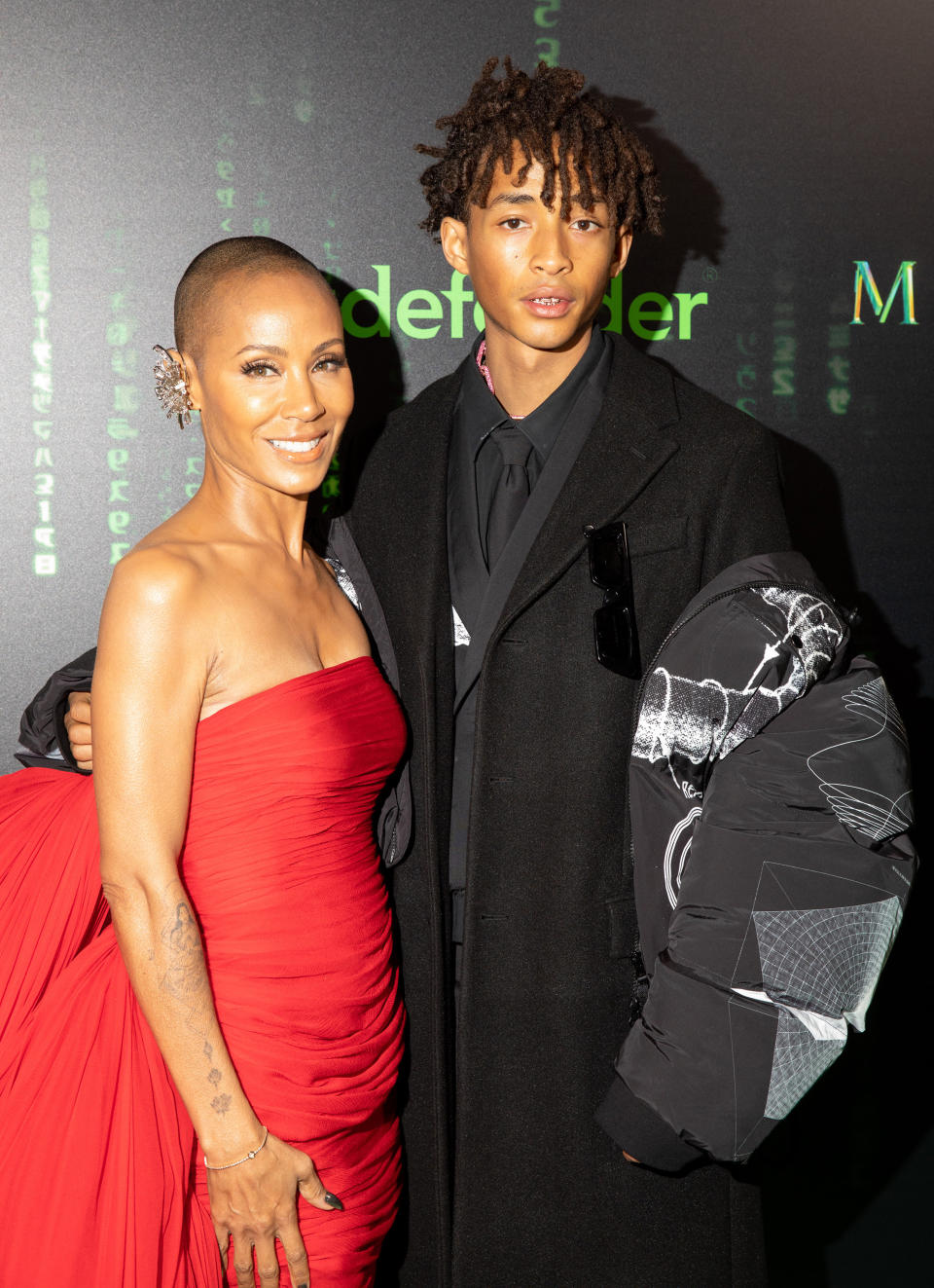 Jada Pinkett Smith and Jaden Smith arrive at the premiere of "The Matrix Resurrections" on December 18, 2021