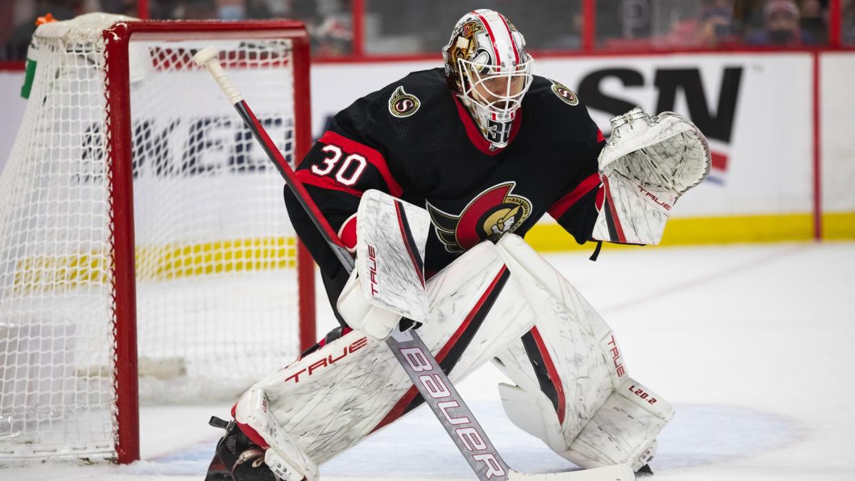 The Toronto Maple Leafs are banking on Matt Murray to solve their issues in net after acquiring him from the Ottawa Senators on Monday. (Getty Images)