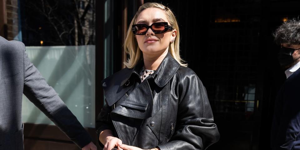 florence pugh wears a see through dress with star print out in new york