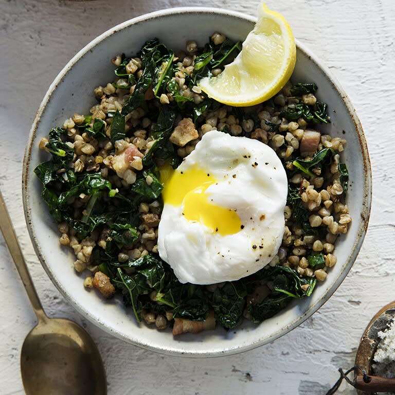 Kasha with Kale and Pancetta