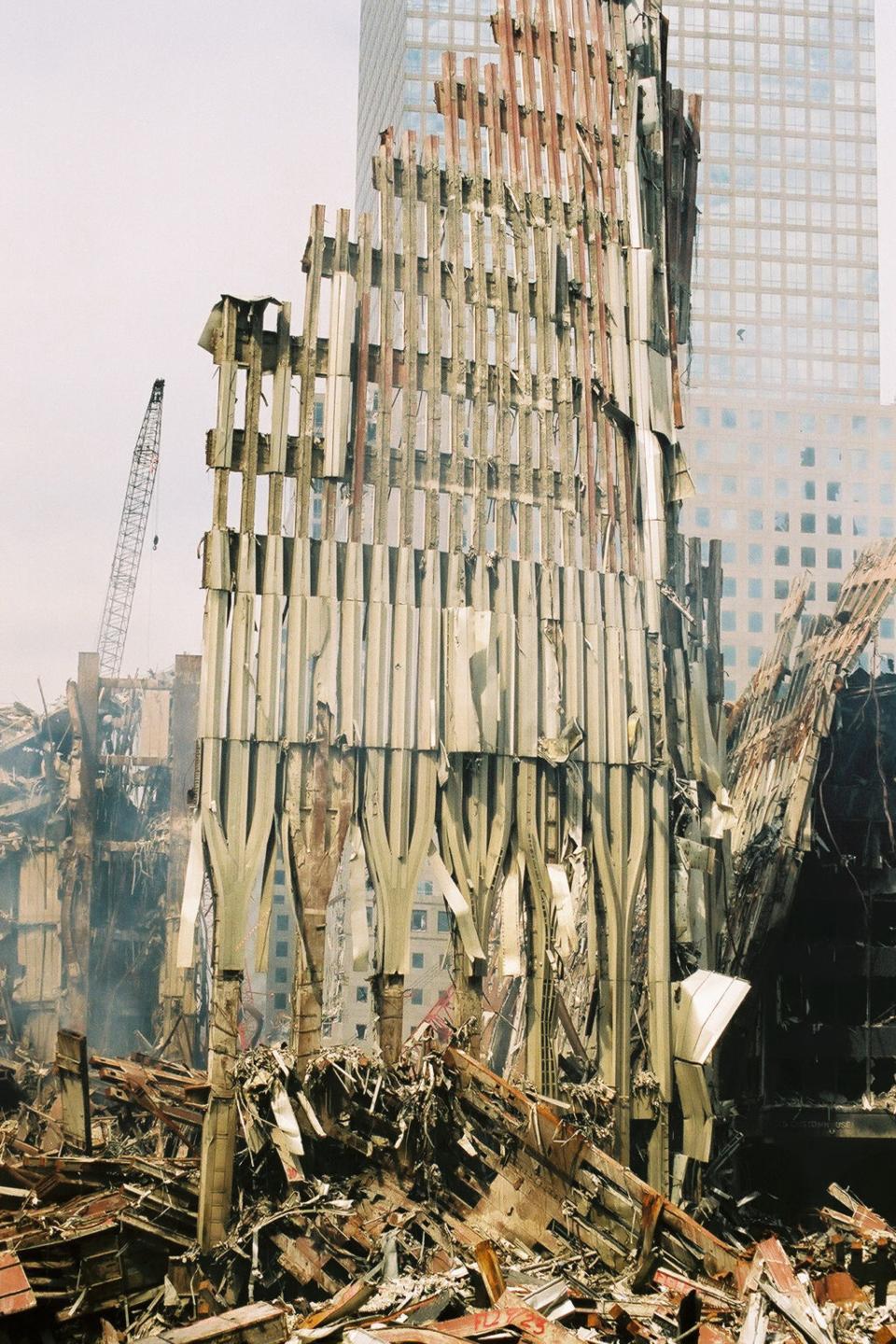Wreckage from World Trade Center at ground zero on September 11, 2001. (Photo Credit: FEMA)
