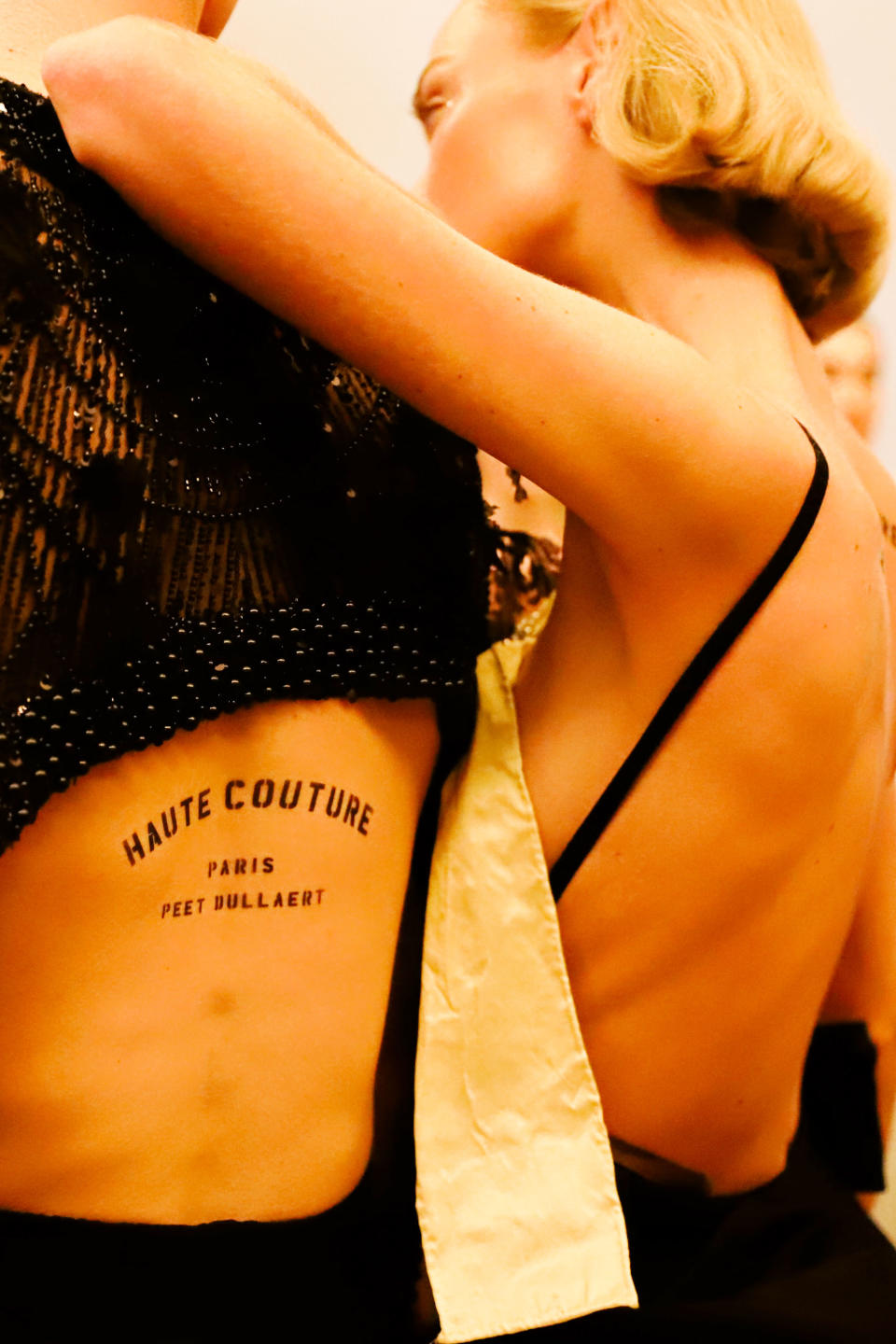 Models backstage at the Peet Dullaert Paris Fashion Week SS24 show.