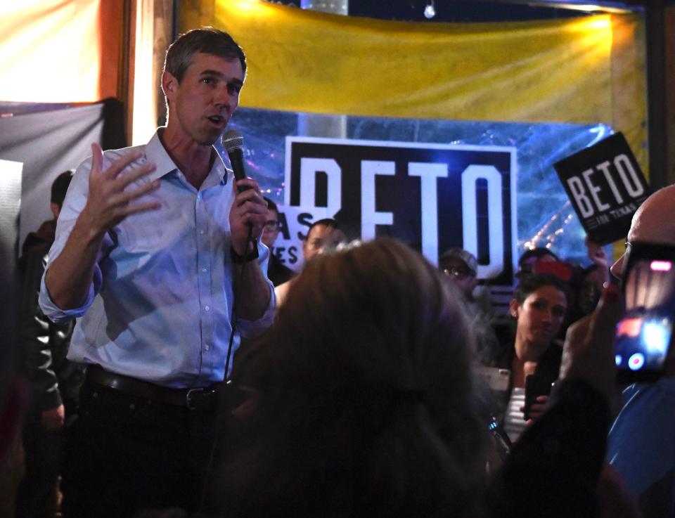 Texas governor candidate Beto O’Rourke speaks to supporters at a campaign event, Thursday, Nov. 18, 2021, in Corpus Christi.