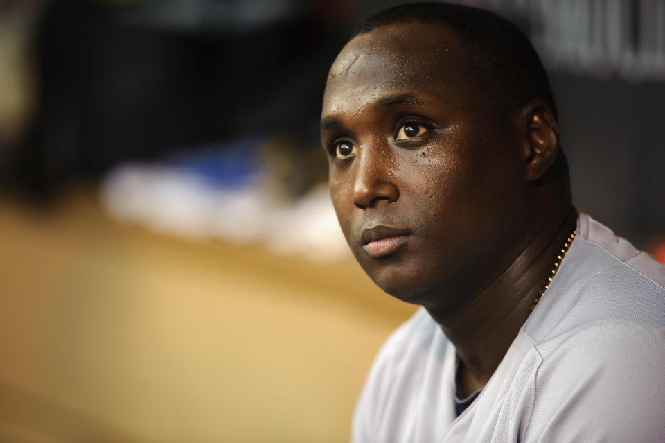 MINNEAPOLIS, MN - MAY 29: Yuniesky Betancourt #3 of the Milwaukee Brewers looks on before the game against the Minnesota Twins on May 29, 2013 at Target Field in Minneapolis, Minnesota. (Photo by Hannah Foslien/Getty Images)