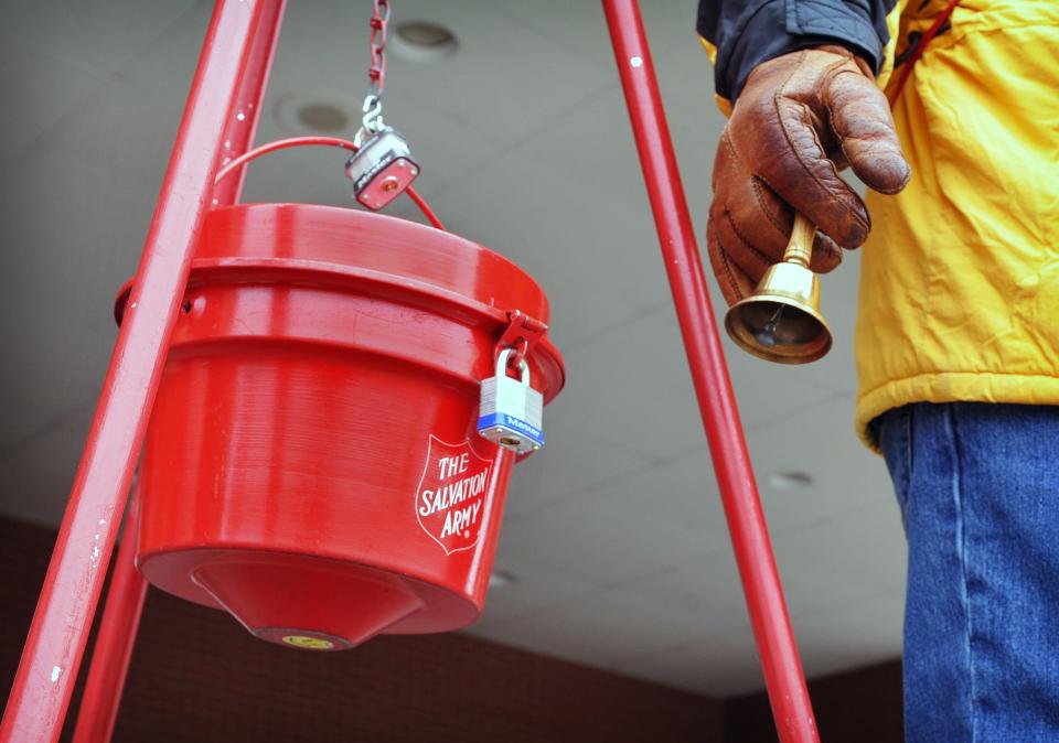 The holiday season is underway with the appearance of the Salvation Army donation kettles and bell ringers in Wichita Falls, Texas, in November 2014.