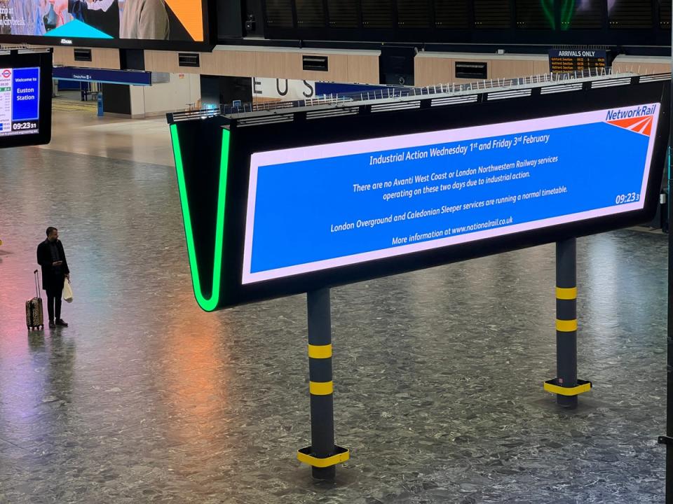 Where next? London Euston station on a strike day in February 2023 (Simon Calder)