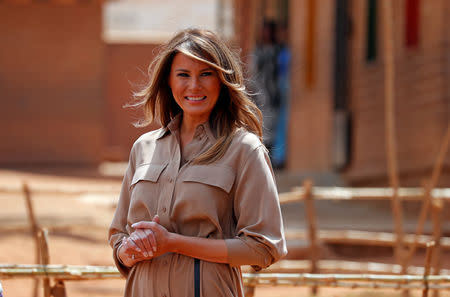 U.S. first lady Melania Trump looks on as she visits a school in Lilongwe, Malawi, October 4, 2018. REUTERS/Carlo Allegri