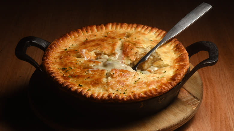 pot pie with spoon