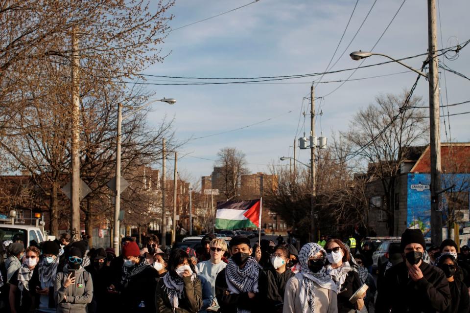 On April 16, 2024, protesters blocked the rail line in Toronto during a World War Out rally.