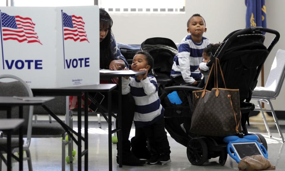 Voters fill in their ballots for the midterm election in Louisville, Kentucky. 