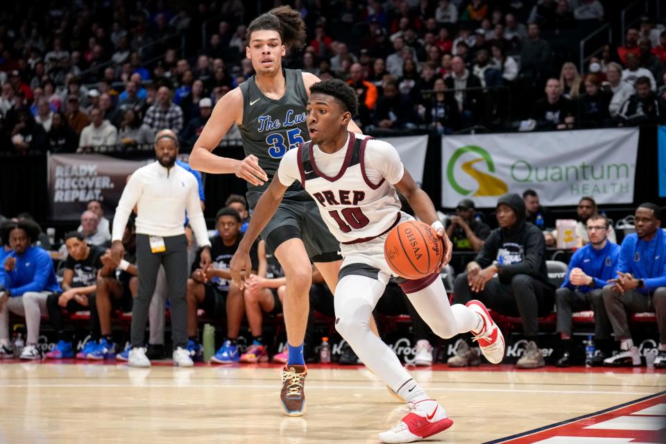 Harvest Prep's Brandon Roddy (10), in action in last year's state tournament, helped lead the team back to the state final four with a regional final win Saturday.