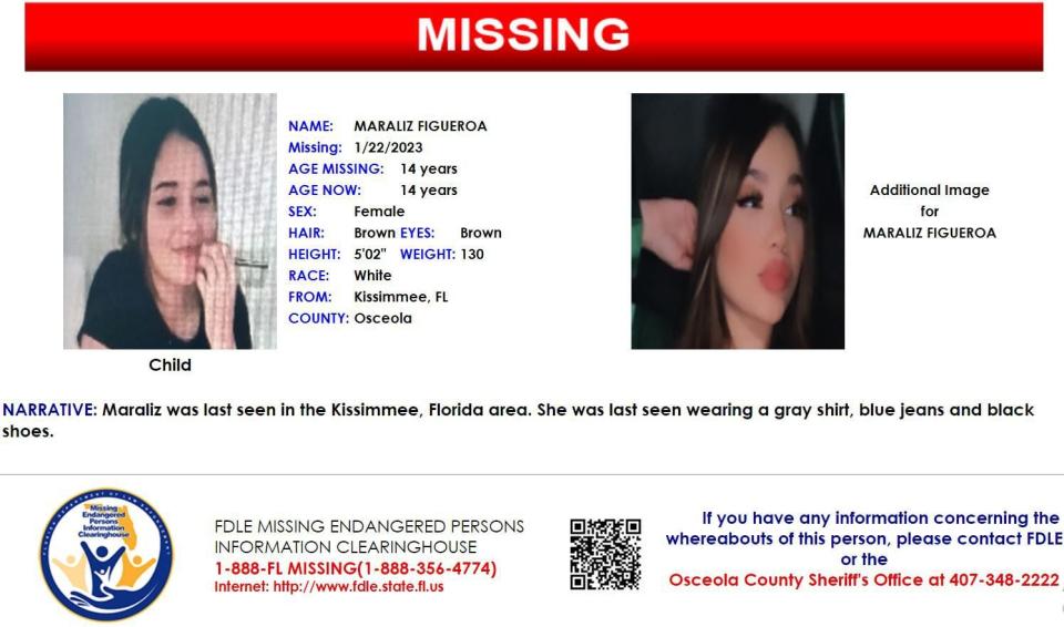Maraliz Figueroa was last seen in the Kissimmee area on Jan. 22, 2023.