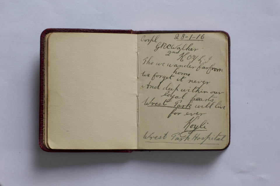 Nurse Buller’s autograph book contained messages of gratitude from soldiers (English Heritage/PA)