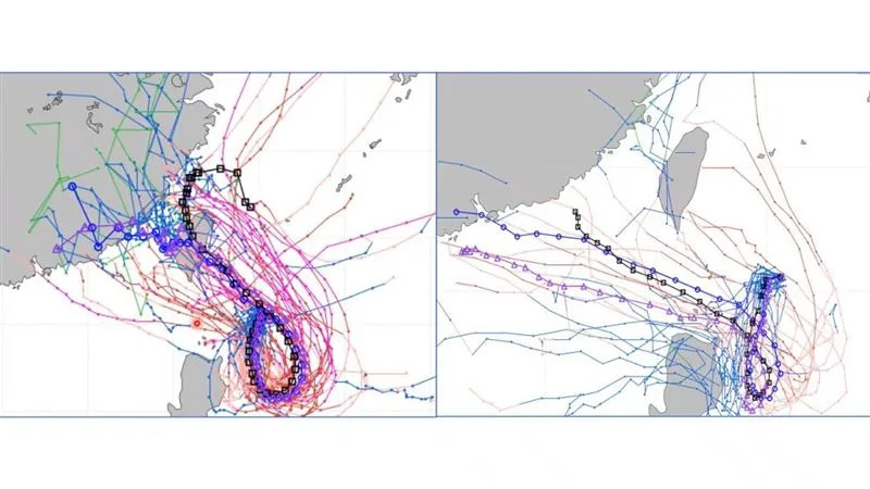 專家分析蘇拉颱風路徑及「侵台機率」，可能在下週四（31日）清晨登陸花蓮。（圖／翻攝自賈新興YouTube）
