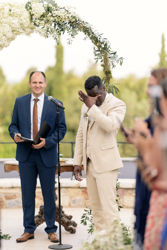 &ldquo;As familiar as we get with emotional moments at weddings, there is always something very touching when the groom cries.&rdquo;&nbsp;--&nbsp;<i>George Fotopoulos</i>