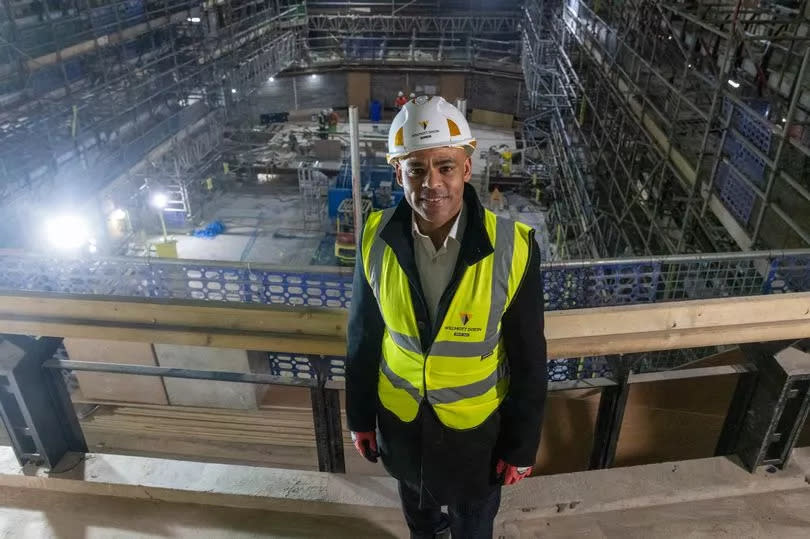 Bristol Mayor Marvin Rees has a look inside the Bristol Beacon, formerly the Colston Hall, Tuesday 17 January 2023