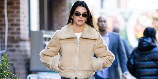 Kendall Jenner's Suede Shearling Jacket and Patchwork Trench Are