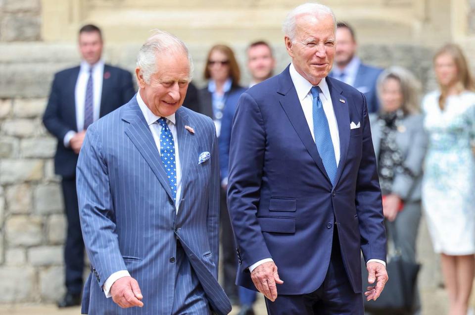<p>Chris Jackson - WPA Pool/Getty Images</p> King Charles and President Joe Biden meet at Windsor Castle on July 10