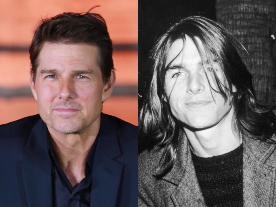 Tom Cruise with short hair on the left and long hair on the right