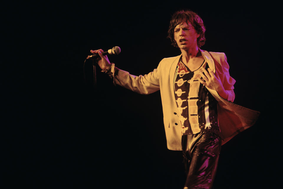 ATLANTA - JUNE 12: Singer-frontman Mick Jagger of The Rolling Stones performs at the Fabulous Fox Theater on June 12, 1978 in Atlanta, Georgia. (Photo by Tom Hill/WireImage)