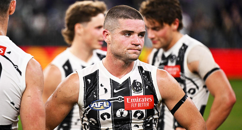 Pictured here is Collingwood's Lachlan Sullivan.