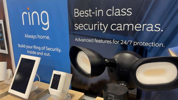 PHOTO: Ring home security system display at Costco, Queens, N.Y., Feb. 10, 2023. (UCG/Universal Images Group via Getty Images)