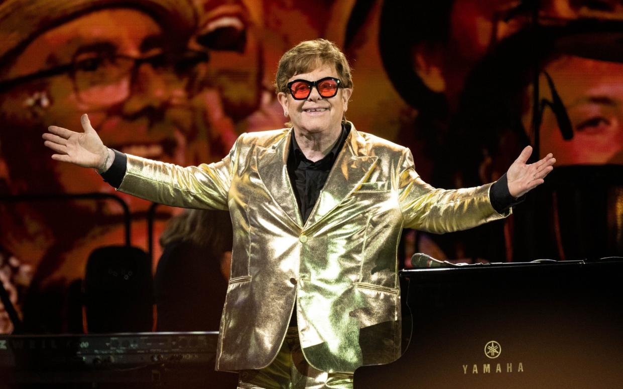 Sir Elton John on stage at Glastonbury in 2023